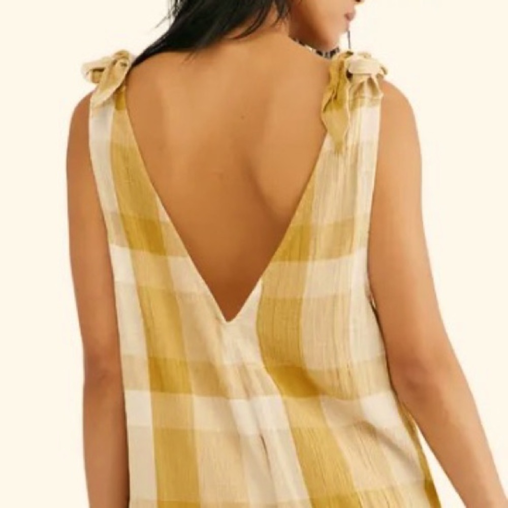 Free People Tan and Cream Plaid Jumpsuit - Picture 8 of 16